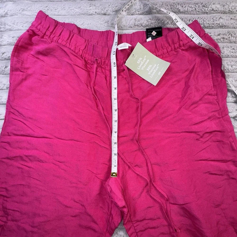 H&M Pants‎ Medium Barbie Pink Linen Blend Wide Leg Casual Summer Lounge Trousers